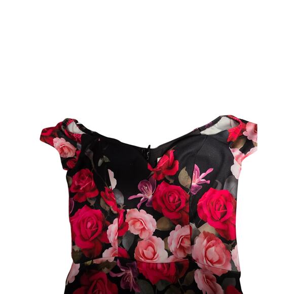 High Low Floral Dress Women's Size 2 Pink Red Black Roses Coquette WhimsyGoth - Picture 10 of 12